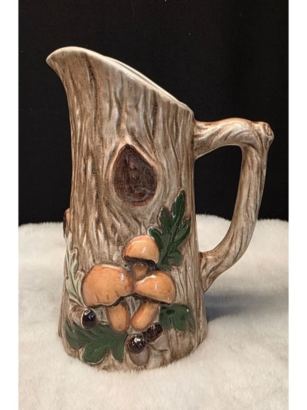 Vtg Retro Ceramic Mid-Century Cottagecore Woodland Mushroom Holland Mold Pitcher